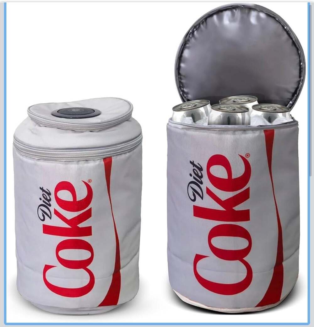 Gabba Goods Diet Coke Can Shaped Cooler Bag with Built-in Bluetooth Speaker